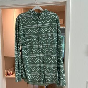 Modern Amusement Green Patterned Casual Button Down Shirt